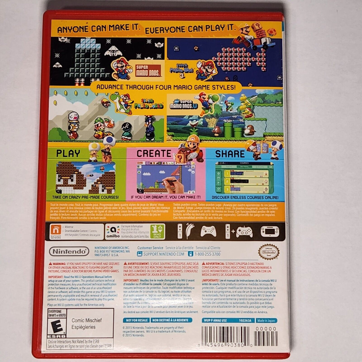 TESTED - Super Mario Maker Nintendo Wii U - Authentic - WARRANTY
