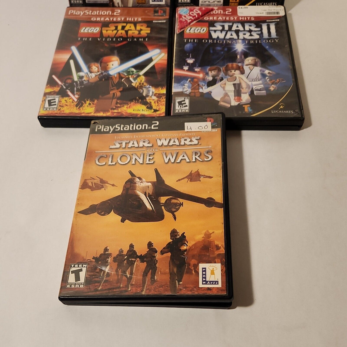 5 Game Bundle- Star Wars Battlefront 1&2, Clone Wars, Lego PlayStation 2 PS2