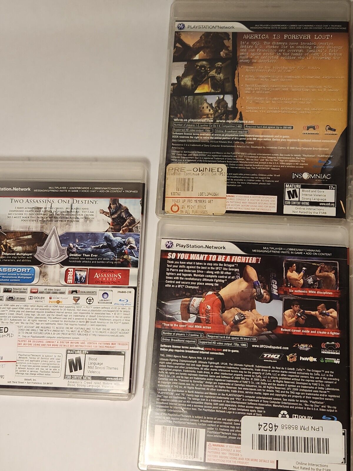 8 PS3 Games Bundle Lot- UFC 2009, BATTLEFIELD 3, W2K13, Batman, Assassin's Creed