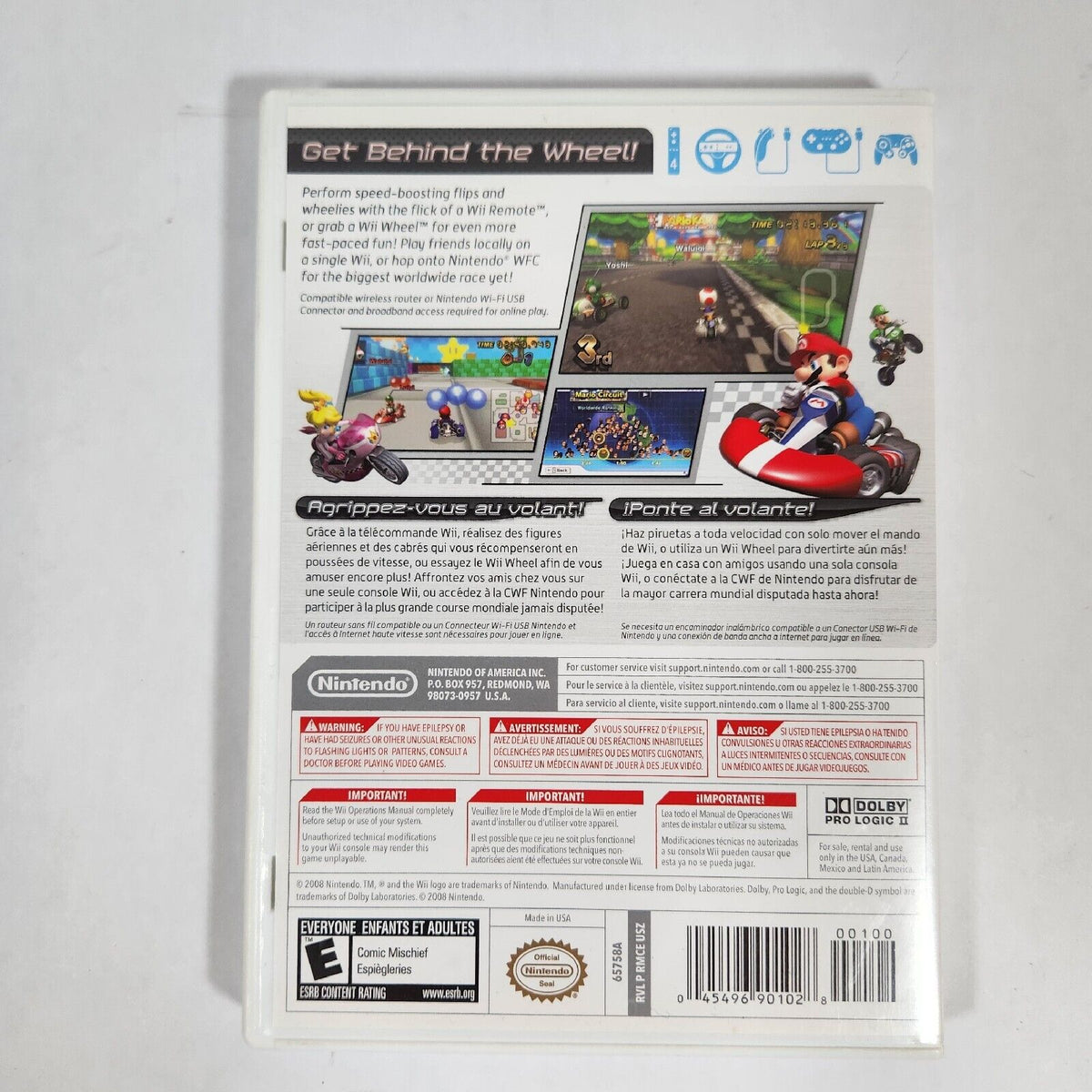 TESTED - WARRANTY - Mario Kart Wii Nintendo With OEM Steering Wheel